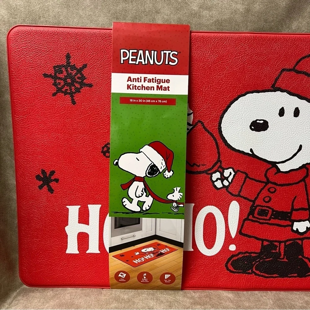 PEANUTS SNOOPY HO! HO! HO! CHRISTMAS RED Anti-Fatigue Kitchen MAT 18x30 New